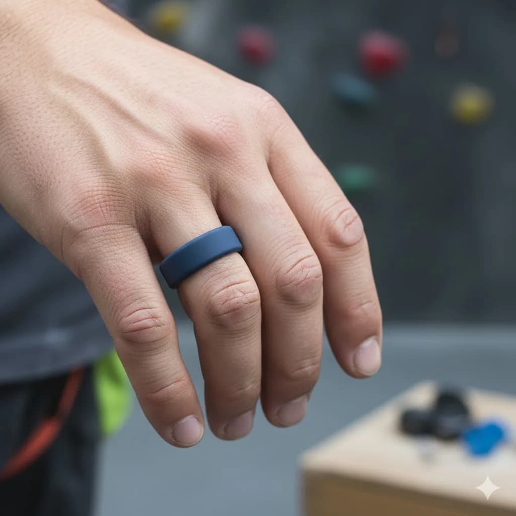 7 Pack Men's Silicone Wedding Bands, 8mm Wide Rubber Rings for Workout Sports, Comfort Fit Ring Set, Gift for Husband Him - 4