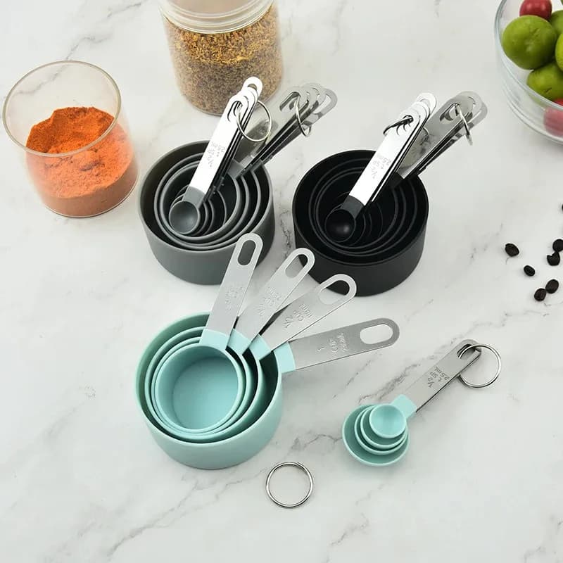 4/8PCS/Set Plastic Multi Purpose Measuring Cup Measuring Spoon Stainless Steel Handle With Graduated Measuring Baking Tools - 2