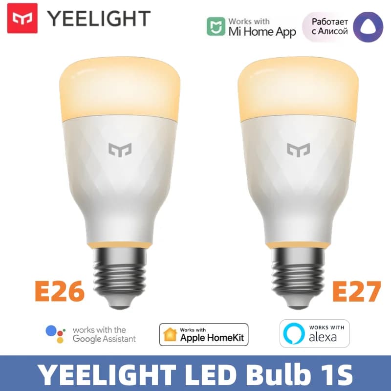 YEELIGHT LED Bulb 1S Smart Light E26/E27 Warm White Light Adjustable Brightness WiFi Voice Control 2700K For Homekit Google