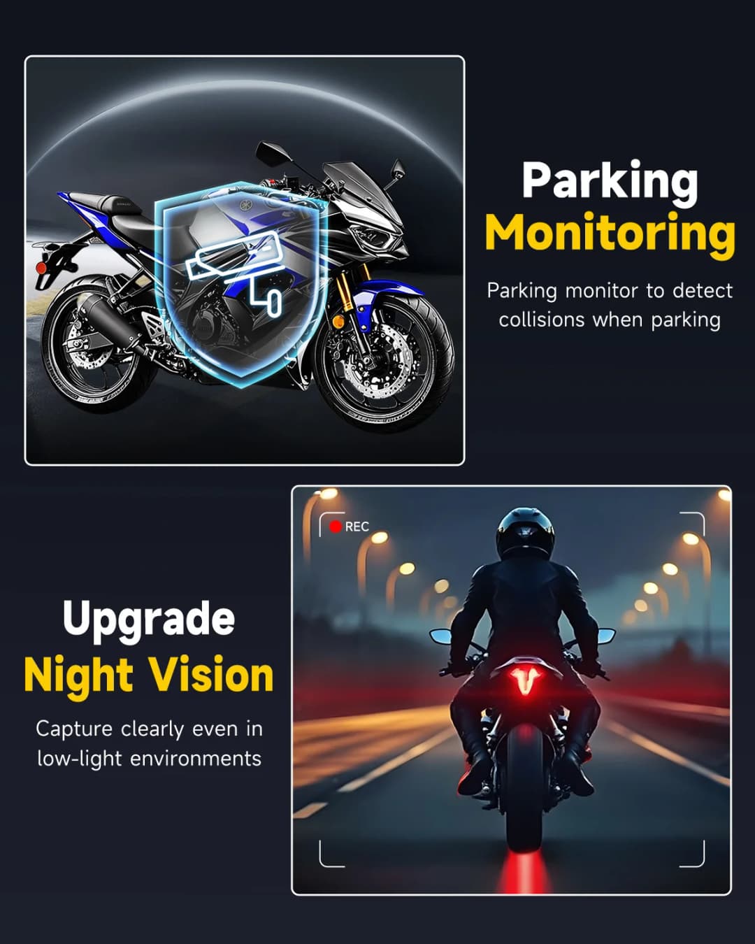 JIUYIN Dual Motorcycle DVR 1080P Action Camera Recorder Front & Rearview Waterproof Motorcycle Dash Cam Night Vision Camera WiFi - 6