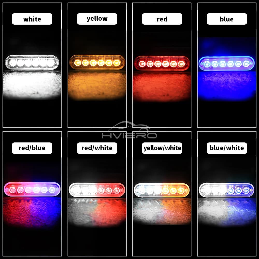 1X شاحنة 12V-24V LED تحذير وميض شبك مصباح وميض بار جانبي سيارة إشارة حمراء صفراء بيضاء إشارة دوران إضاءة ضباب دائمة - 2
