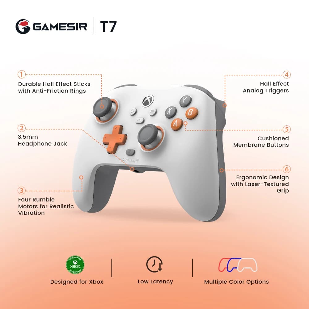 GameSir T7 Xbox Controller with Hall Effect Joystick for Xbox Series X, Xbox Series S, Xbox One X, Xbox One S game console - 3