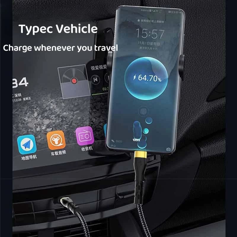 كابل شحن سريع من النوع C بقوة 120 واط و6 أمبير، كابل من النوع C إلى النوع C لهواتف آيفون وسامسونج وشاومي وبوكو، ملحقات كابلات USB من النوع C للهواتف - 2