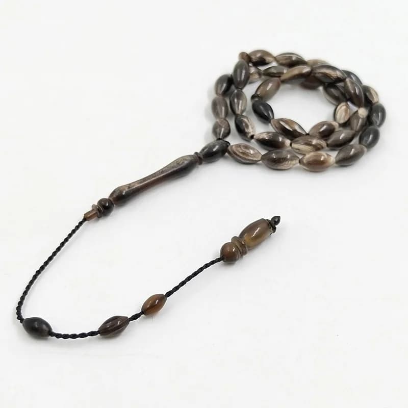 سبحة من قرون الوعل الطبيعي، 33 حبة، مواد نادرة، مسبحة إسلامية، هدية رمضان والعيد، سوار أنيق - 4