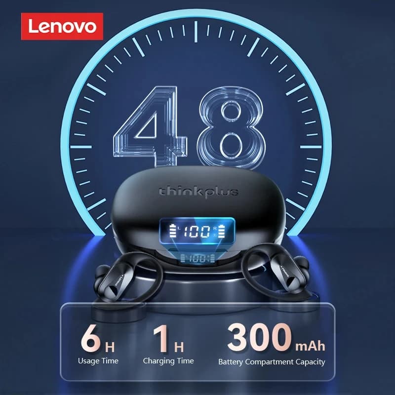 سماعات أذن لاسلكية لينوفو LP75 بلوتوث 5.3، سماعات ألعاب مع تقليل الضوضاء، شاشة LED رقمية، مقاومة للماء، سماعات رأس رياضية - 3