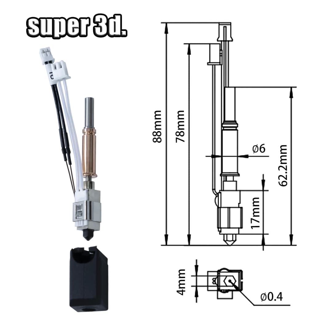 Anycubic Kobra 3 Hotend Upgrade Kobra 3 Combo Hotend Nozzle Thermistor Throat Heater Block For K3 Spare Parts Accesories Hot End - 2