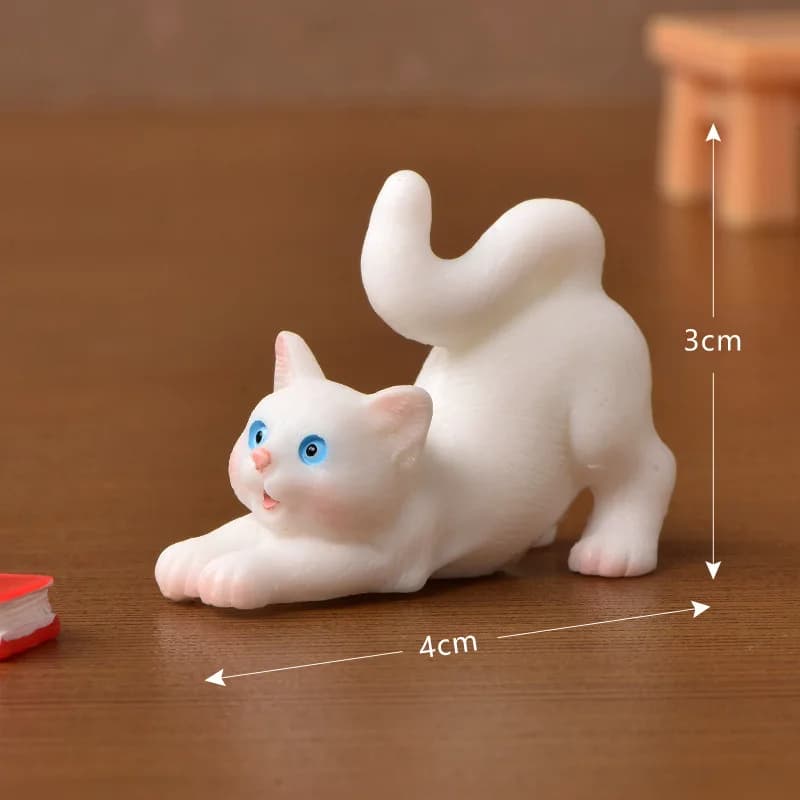 1pc Resin Cats Ornament Kitten Figurine Animal Miniature Fairy Garden Doll House Decoration DIY Micro Landscape Home Decor - 6