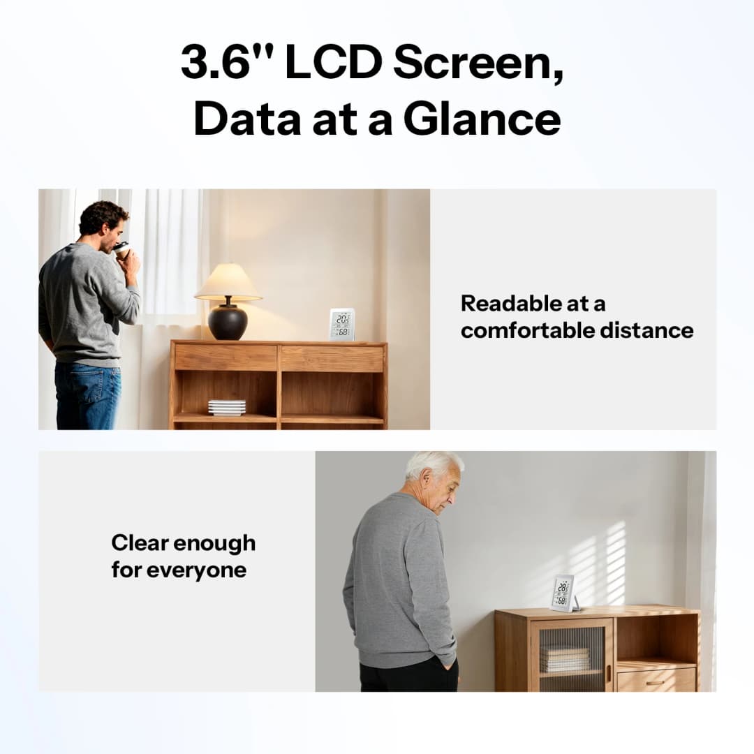 SONOFF SNZB-02DR2 AirGuard مستشعر درجة الحرارة والرطوبة Zigbee بشاشة LCD 3.6 بوصة مراقبة عبر التطبيق متوافق مع Apple Home عبر جسر Matter - 3