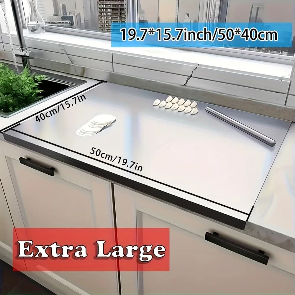 Stainless steel chopping board, metal noodle board and pastry board for kneading dough, suitable for kitchen and restaurant - 6