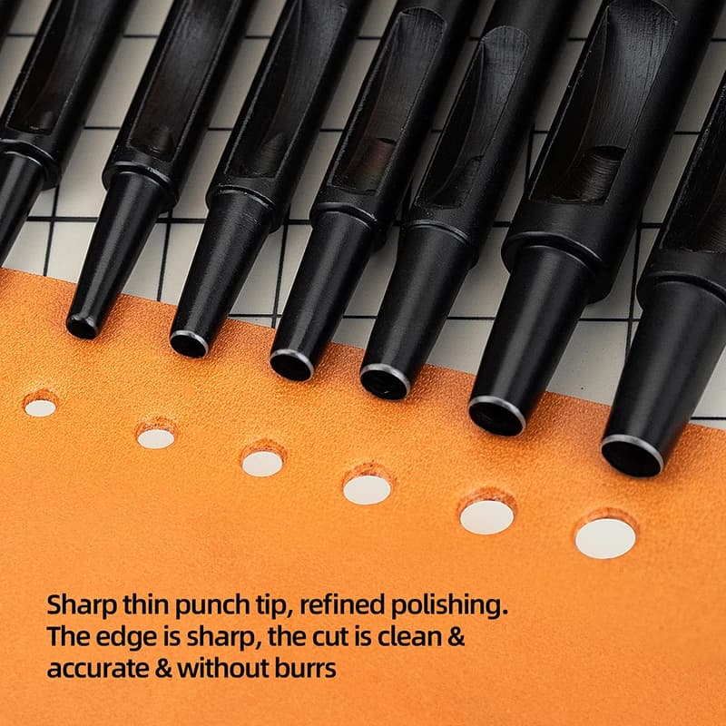 WUTA 1-10 pcs مجموعة أدوات ثقب الجلد المستديرة من WUTA من 1 إلى 10 قطع من التيتانيوم المطلي، أدوات ثقب مجوفة من الجلد، أدوات حرفية جلدية DIY - 4