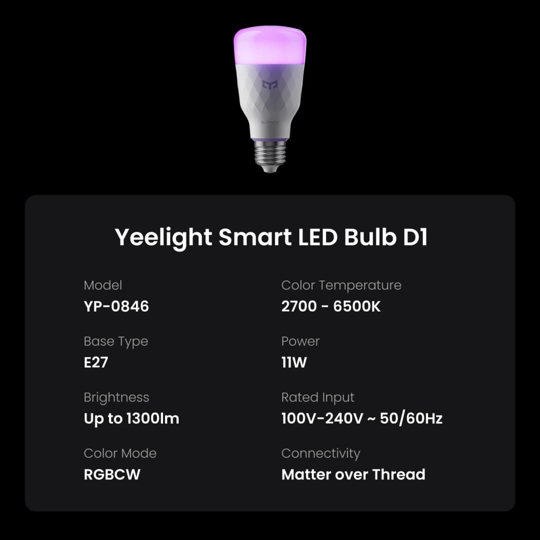 Yeelight مصباح LED ذكي D1 اتصال بلوتوث قابل للتعتيم E27 تحكم صوتي متوافق مع Apple Home Google Alexa - 6