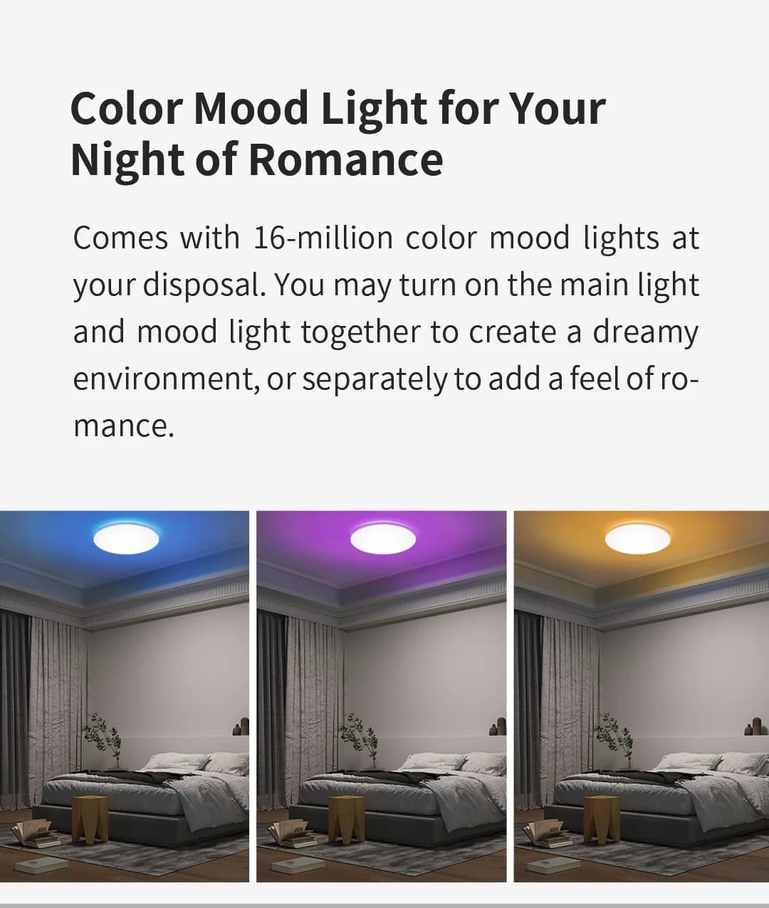 إضاءة سقف ذكية من ييلايت LED RGB واي فاي 24 واط قابلة للتعتيم 2700K-6550K رفيعة جداً تحكم صوتي ذكي تعمل مع تطبيق هوم كيت مي هوم - 2
