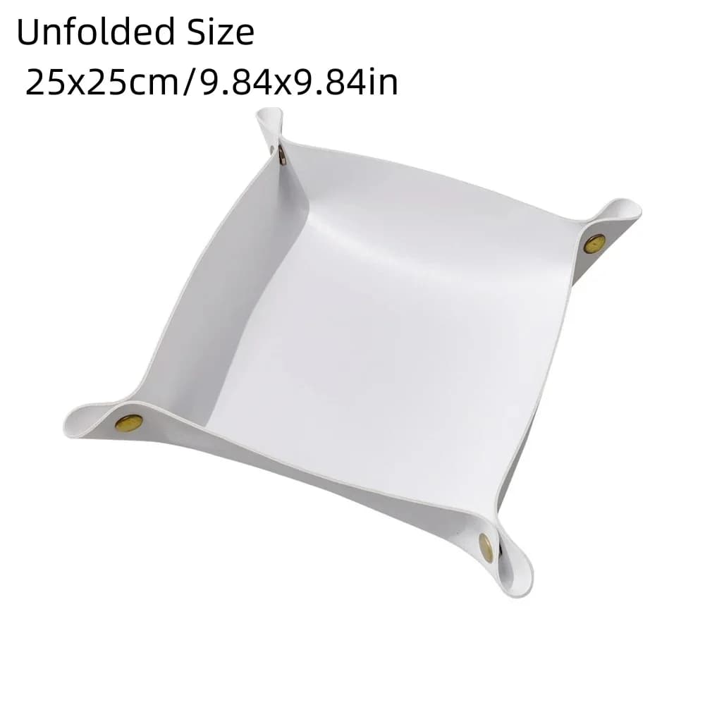 1PC 25X25CM Leather Tray Foldable Table Storage Box Jewelry Key Coin Desk Top Organizer Entryway Nightstand Home  Decoration - 2