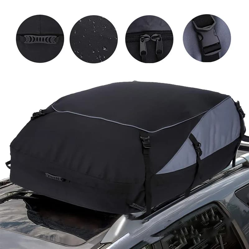 Car Cargo Roof Bag Waterproof Auto Rooftop Luggage Carrier Storage Bag 600D Oxford Car SUV Van Foldable Roofs Bags - 2