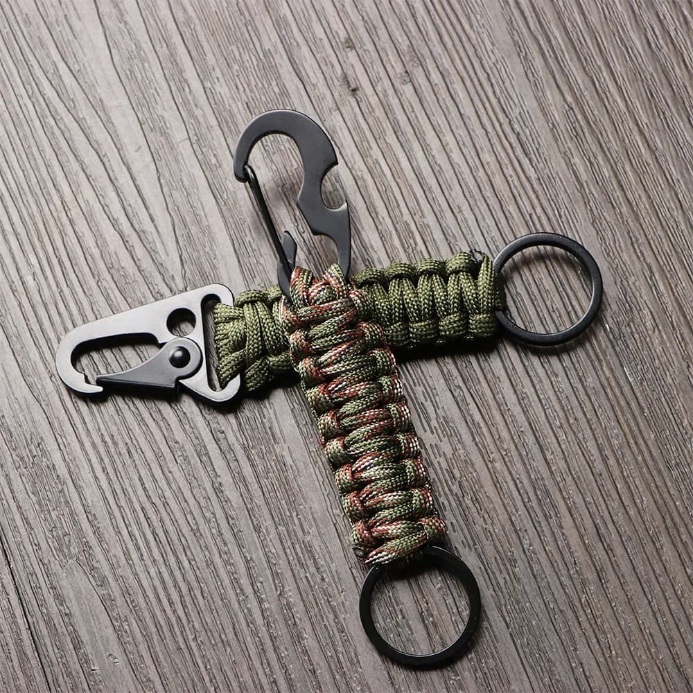 في الهواء الطلق المفاتيح حلقة التخييم حلقة تسلق العسكرية Paracord الحبل حبل التخييم مجموعة الحبال أدوات فتاحة الزجاجات عقدة الطوارئ - 4