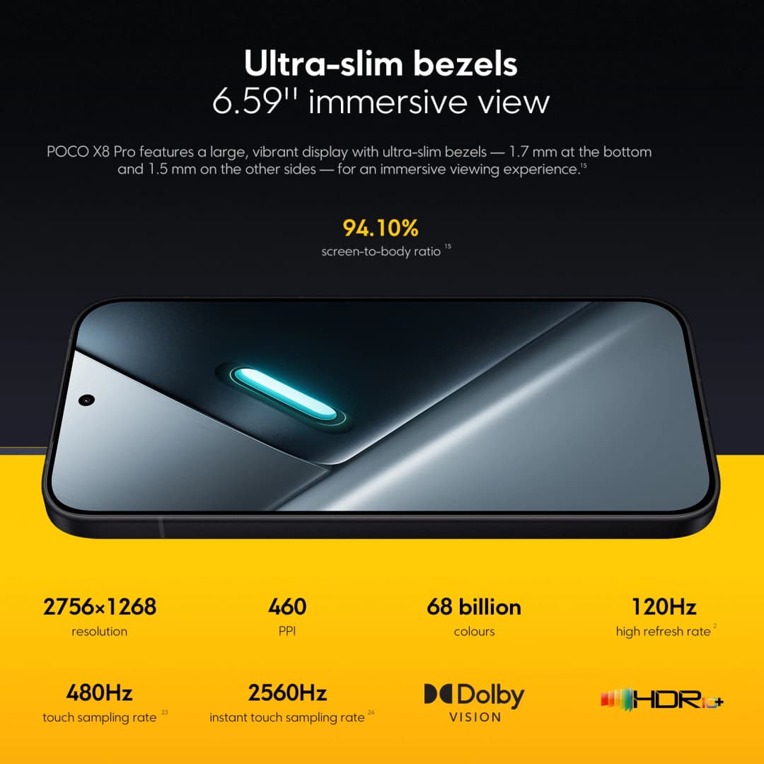 POCO X8 Pro 5G Global Version Smartphone Dimensity 8500-Ultra 6500mAh battery 6.59" 1.5K AMOLED display 100W HypeCharge NFC - 4