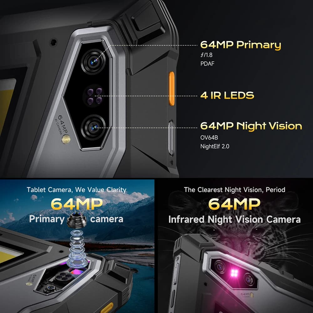 جهاز لوحي Ulefone Armor Pad 5 Ultra 5G متين مع جهاز عرض محمول 200LM وبطارية 24200 مللي أمبير وسعة تخزين حتى 12 جيجابايت + 512 جيجابايت ونظام أندرويد 15 وشاشة 11 بوصة FHD وكاميرا 64 ميجابكسل - 3