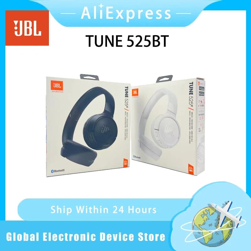 سماعات رأس لاسلكية JBL TUNE 525BT بتقنية البلوتوث، بطارية تدوم حتى 50 ساعة، مناسبة للموسيقى والألعاب والبث المباشر