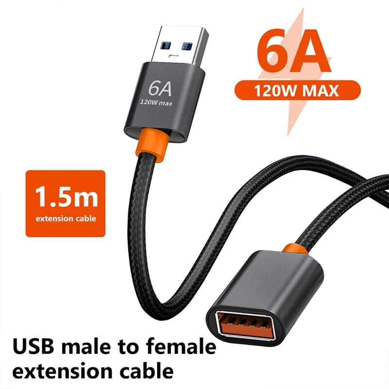 6A USB 3.0/2.0 USB تمديد كابل للكمبيوتر المحمول الذكي PC TV Xbox One SSD USB تمديد كابل موسع الحبل كابل صغير سريع السرعة
