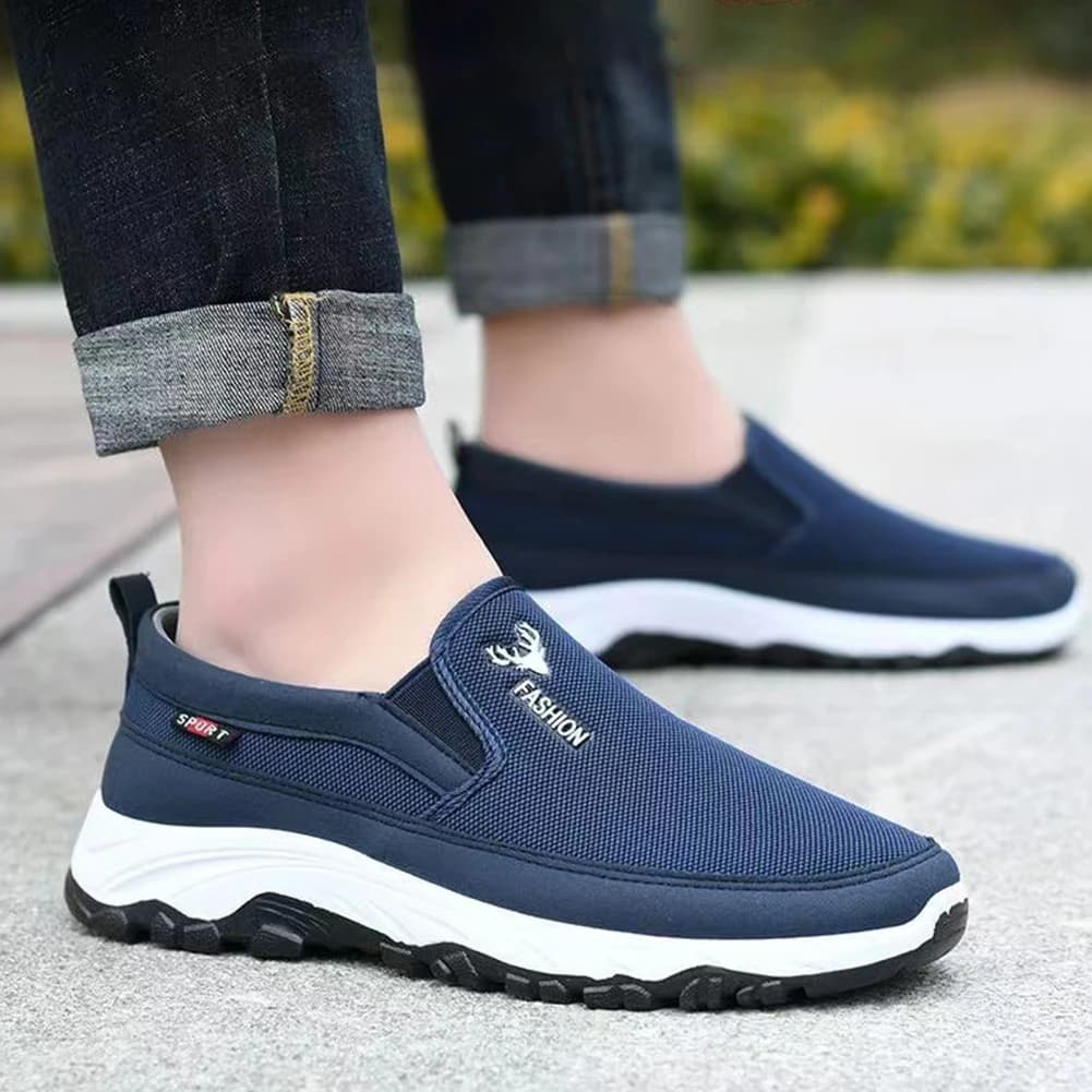 Men Casual Canvas Shoes Lightweight Summer Mesh Shoes Breathable Slip on Flats Men Fashion Walking Shoes Soft Loafers for Men - 6
