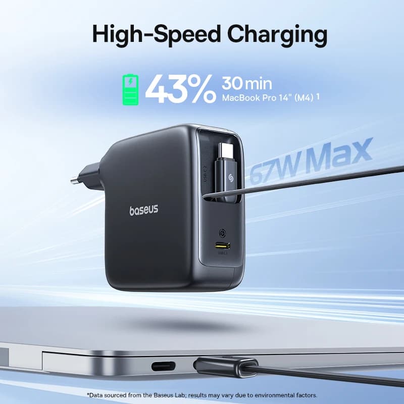 Baseus 67W 100W Fast Charger GaN Charger USB C Retractable Cable Phone Charger For iPhone Samsung Laptop Charger PD QC Charger - 2