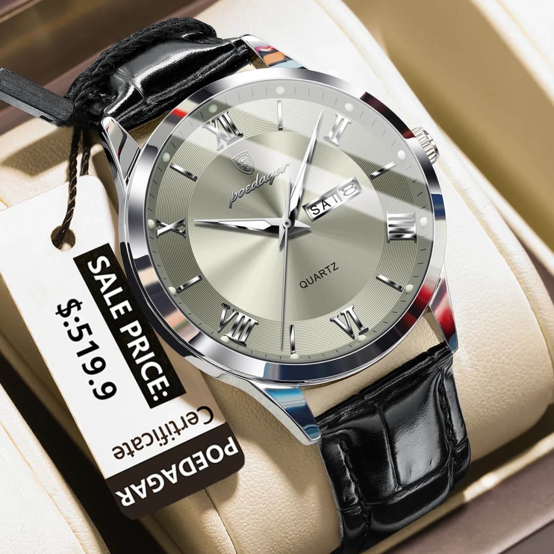 POEDAGAR Top Luxury Watch For Men Military Waterproof Luminous Date Week Man Wristwatch Leather Men's Quartz Watches Sport Reloj - 2