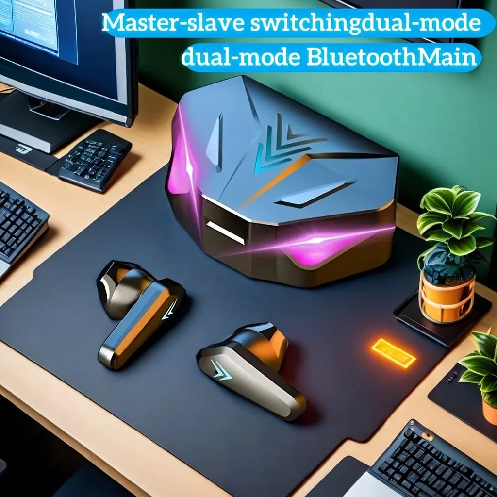 سماعة رأس للألعاب مع شاشة LED، سماعات بلوتوث لاسلكية X15 TWS تعمل باللمس مع ميكروفون للهواتف المحمولة للكمبيوتر الشخصي - 2