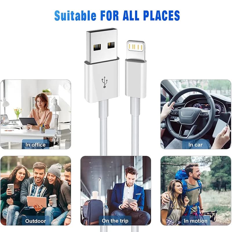 كابل شحن TPE معتمد MFi 1 قطعة 3 قطع USB A إلى Lightning سلك شاحن آيفون متوافق مع iPhone 14 13 12 11 Pro Max - 6
