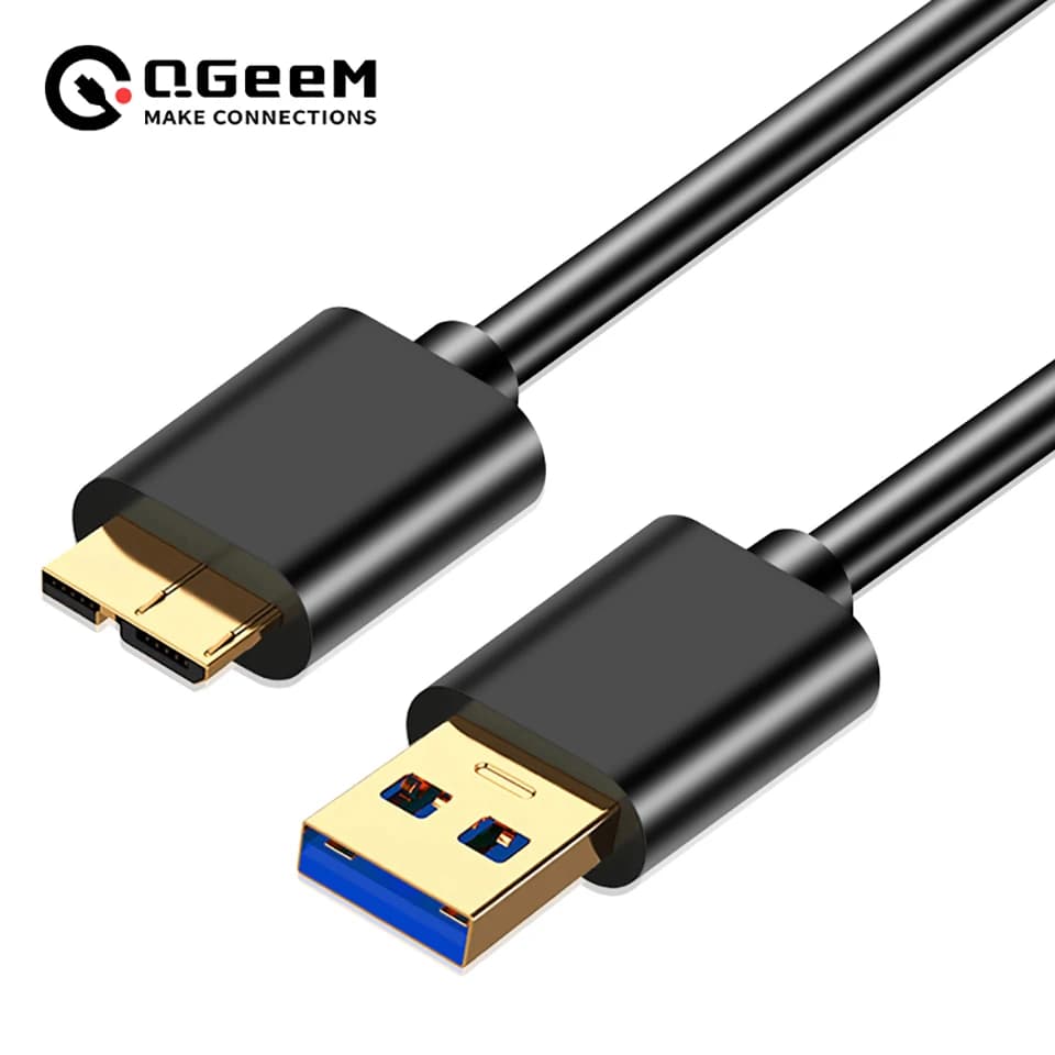 كابل QGEEM Micro USB 3.0 من Type A إلى Micro B، كابل بيانات لأقراص التخزين الخارجية HDD، متوافق مع سامسونج S5 ونوت 3