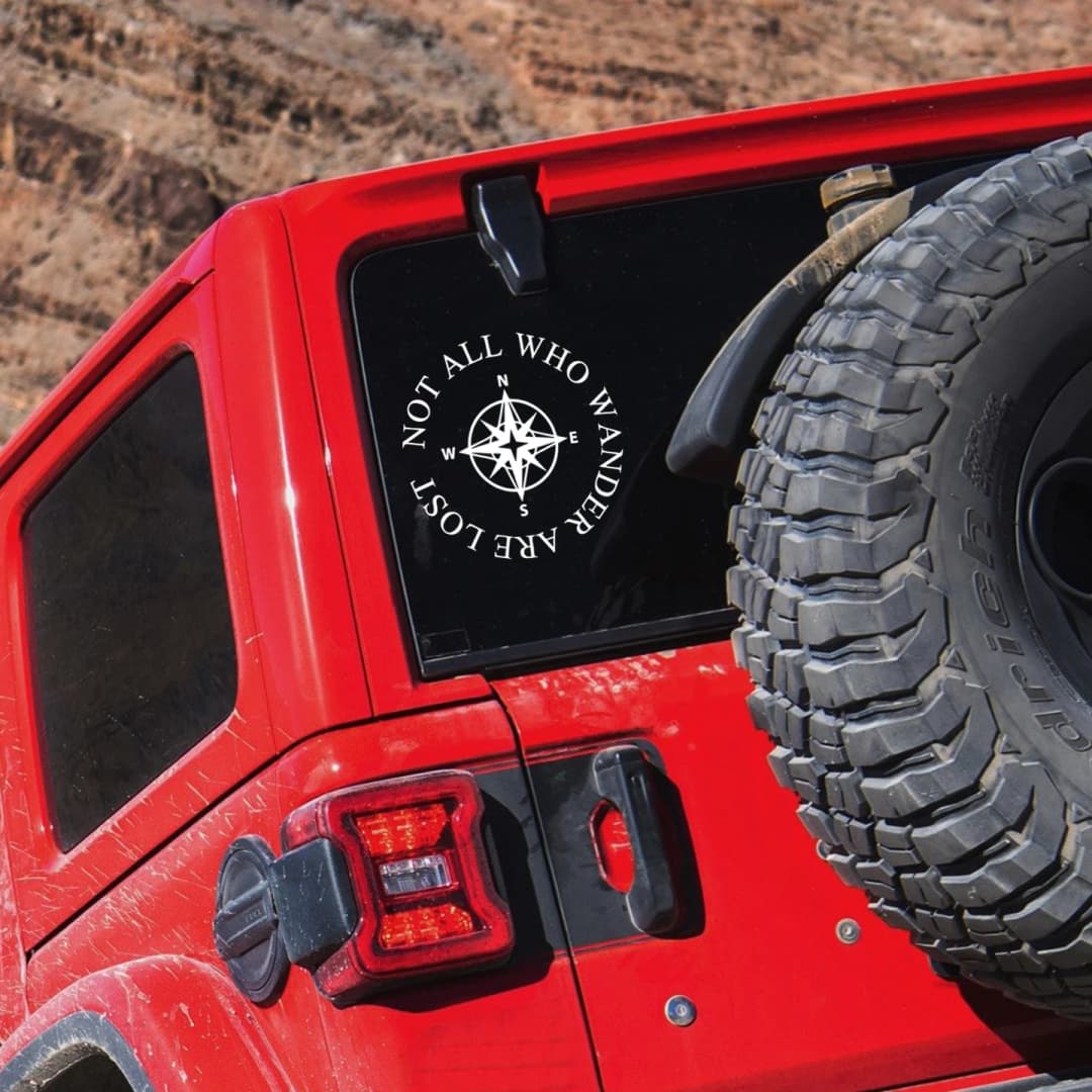 Not All Who Wander Are Lost Bumper Sticker Vinyl Decal Camper Trailer RV Decal Love Travel  of the Rings Compass Decal - 2
