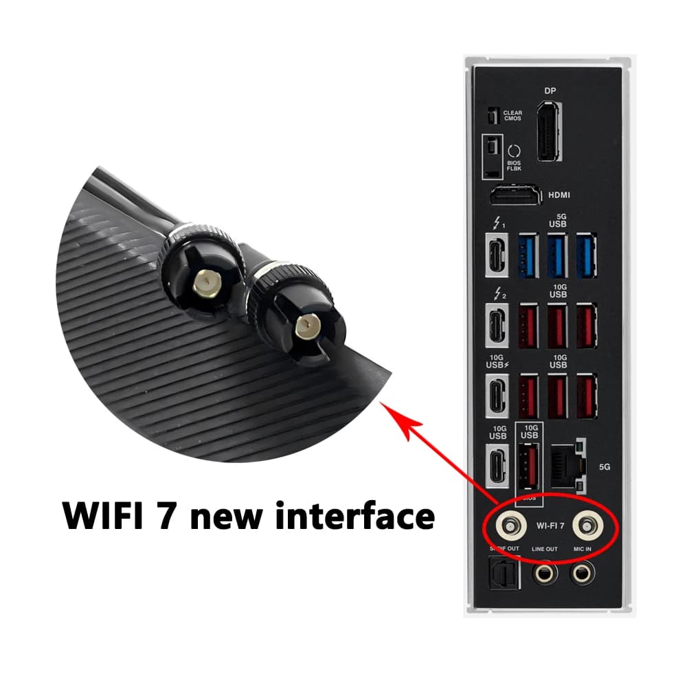 WiFi 6E 7E Wireless Signal Receiver Q-Antenna Mobile ASUS PRIME B840 B850 B860 Z890 X870 TUF GAMING B860M-PLUS GAMING B860M Z790 - 3