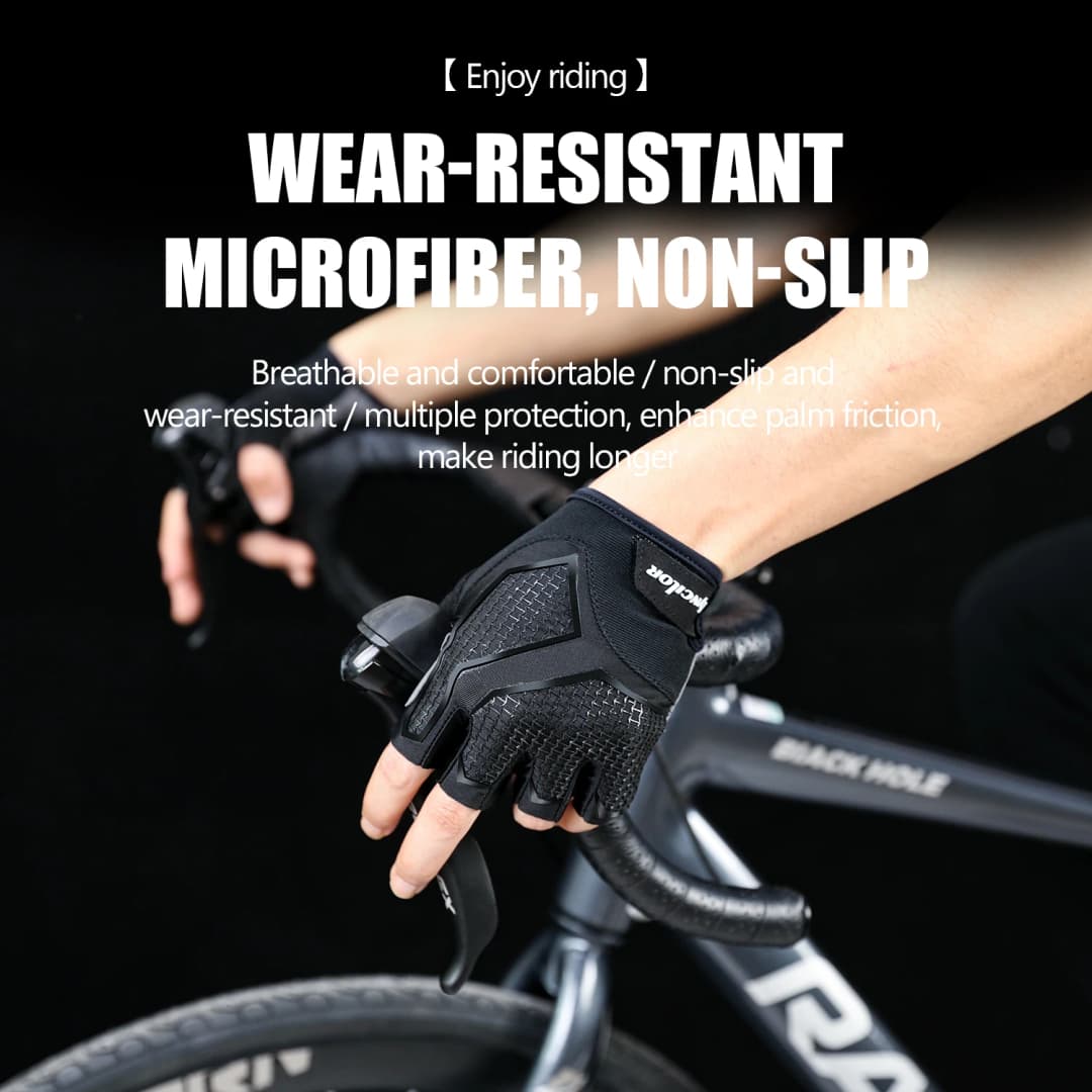 Summer Half-Finger MTB Cycling Gloves Black Liquid Silicone Shock-Absorbing Breathable Wear-resistant Sports Bike Fitness Gloves - 5