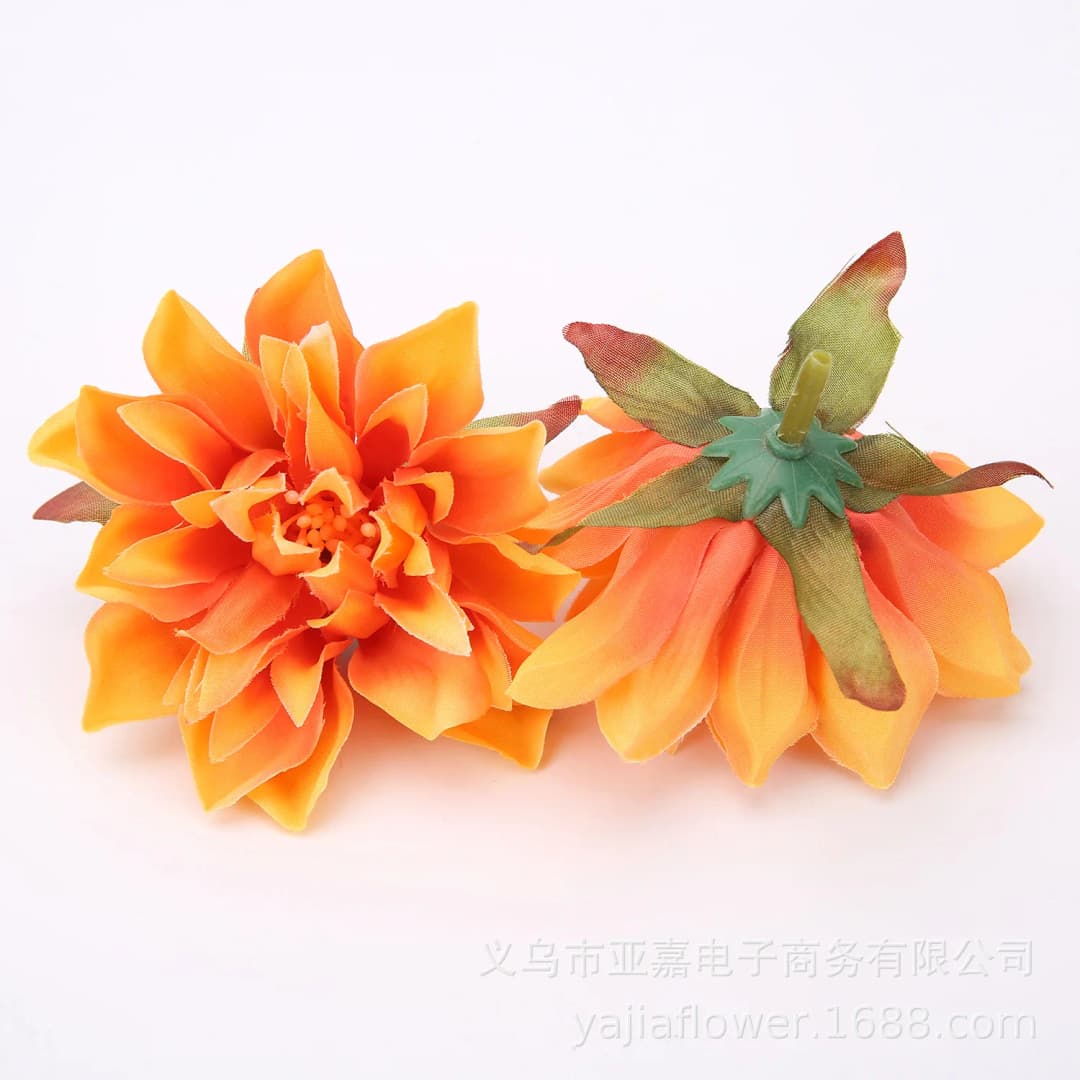 رؤوس زهور داليا اصطناعية، ديكور منزلي، زهور وهمية، إكليل زفاف، مشغولات حريرية، الخريف - 4