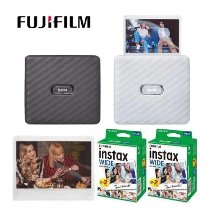 طابعة Fujifilm Instax Link Wide أصلية تصوير فوري طابعة هاتف محمول وأفلام Instax حافة بيضاء فيلم عريض ورق صور