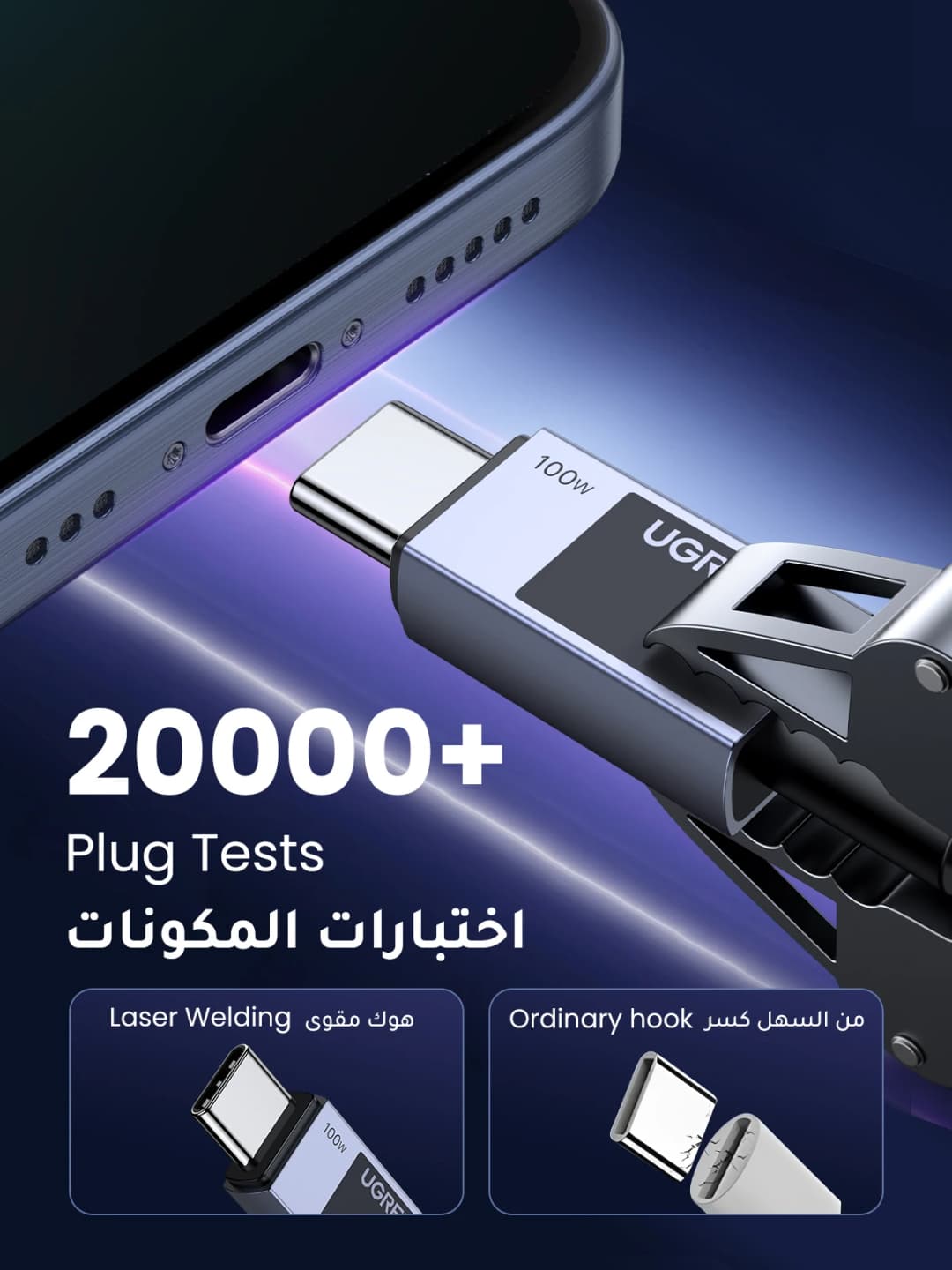 يوجرين يو اس بي سي إلى يو اس بي تايب سي 100 واط شحن سريع لماك بوك آيفون 17 16 15 آيباد سامسونج اس 25 شاومي بي دي شحن سريع 100 واط 5 أمبير يو اس بي سي - 4