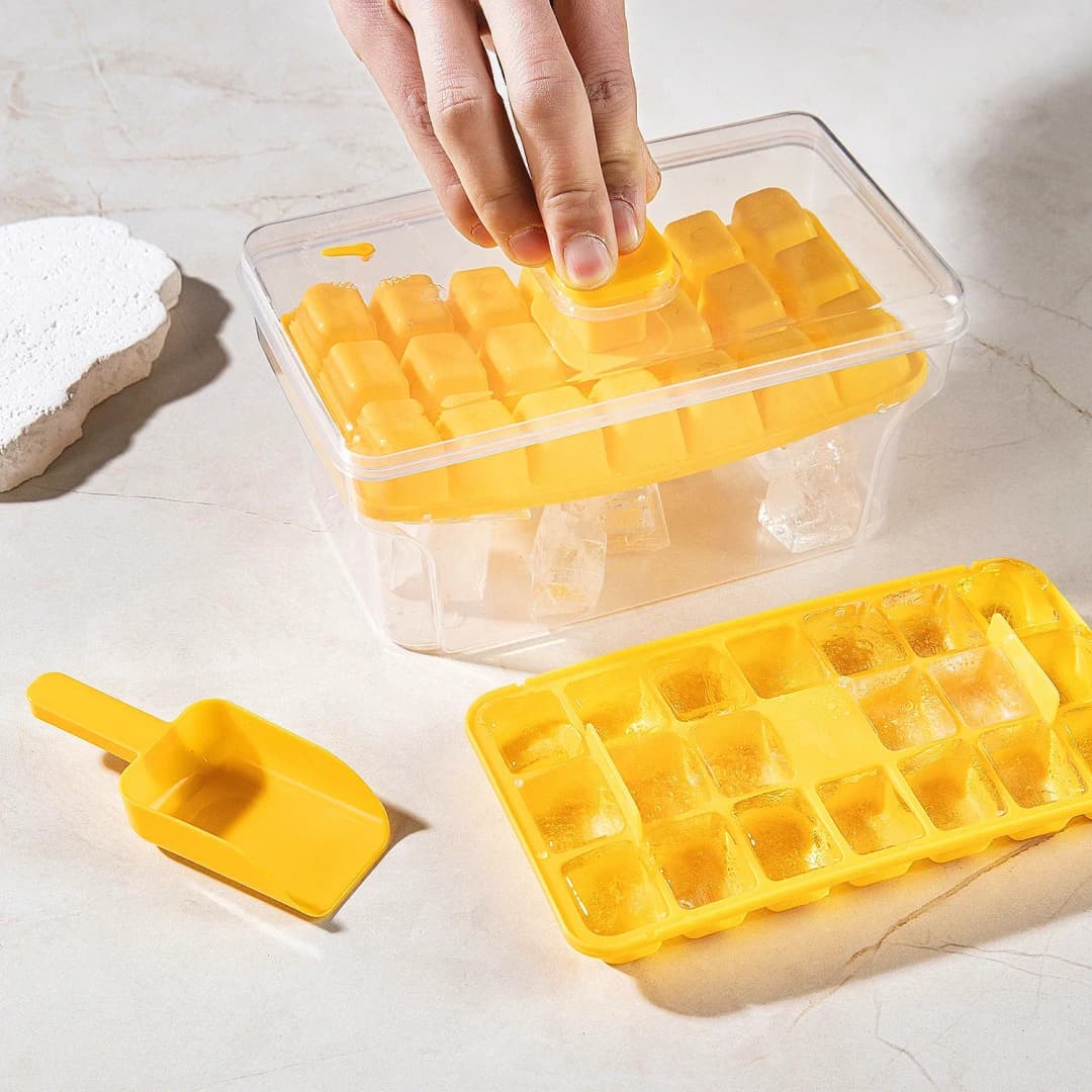 Ice Trays for Freezer with Lid & Bin, Ice Cube Tray Making 68 pcs Ice Cubes, Easy Press to Release Ice - 5