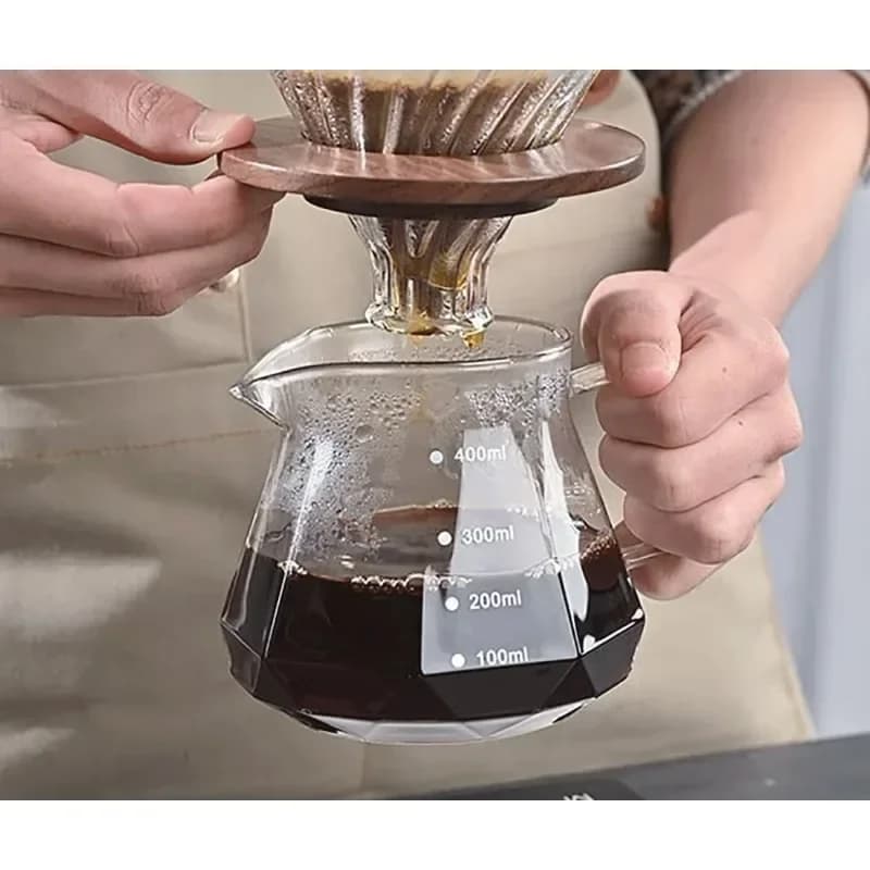 إبريق قهوة زجاجي بتصميم ألماس عصري، مقدم قهوة زجاجي لصانع القهوة بالتنقيط، إبريق قهوة بغطاء، فلتر قهوة صب فوق - 2