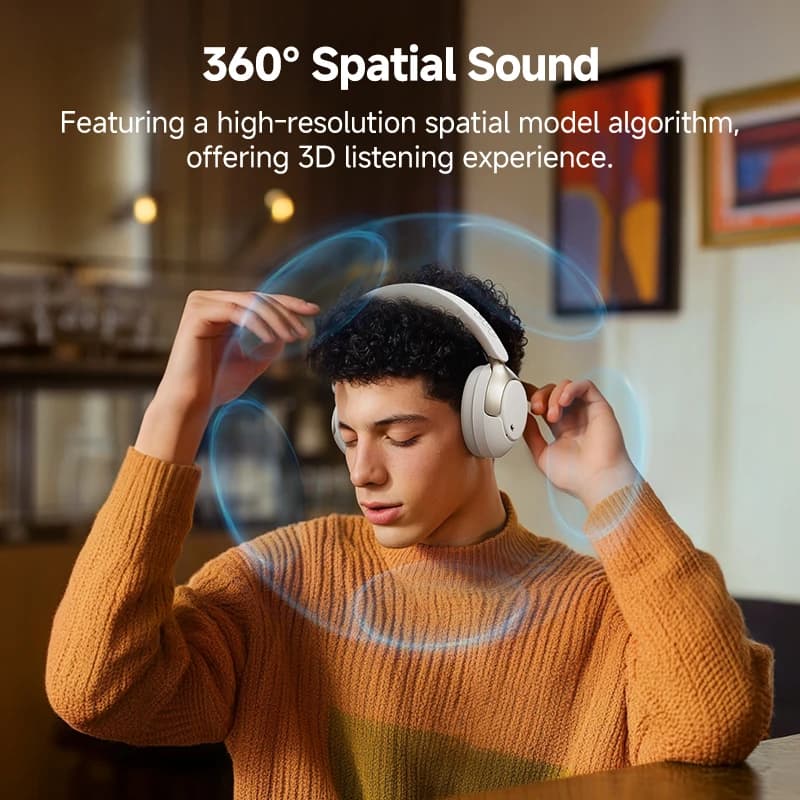 سماعة رأس لاسلكية QCY H3 Pro ANC مع إلغاء الضوضاء حتى 50dB وصوت عالي الدقة ثلاثي الأبعاد مع تقنية LDAC وبلوتوث 5.4 - 5