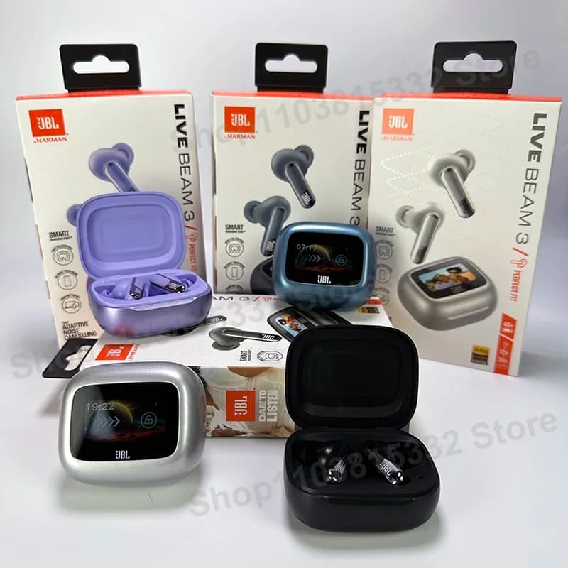 سماعات JBL Live Beam 3 الأصلية بلوتوث لاسلكية حقيقية مع صندوق عرض ذكي LED سماعات رأس عازلة للضوضاء Beam3 - 2