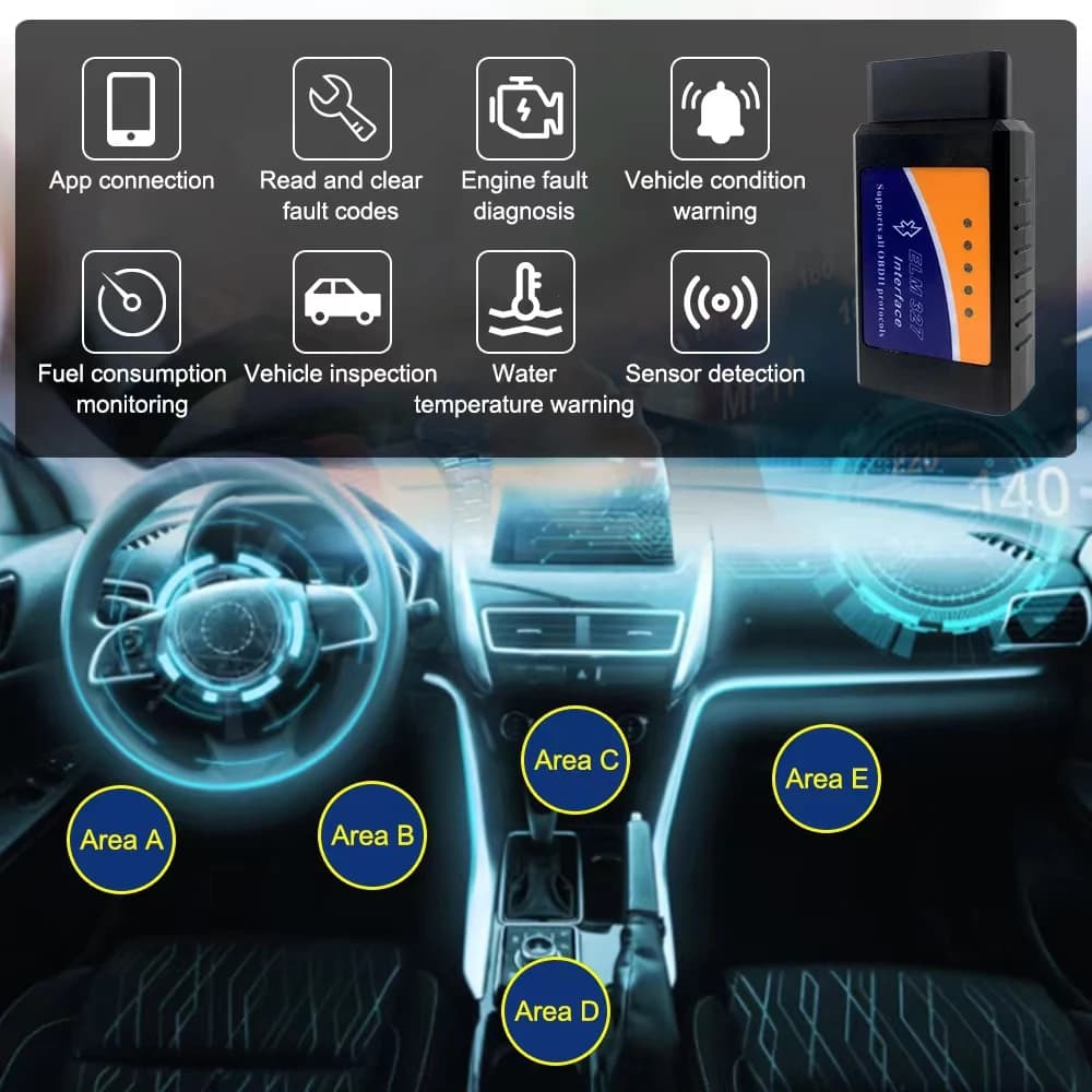 ماسح ضوئي ELM327 V2.1 OBD2 Bluetooth أداة تشخيص السيارة لقارئ الرموز Android /IOS كاشف أعطال السيارات - 2