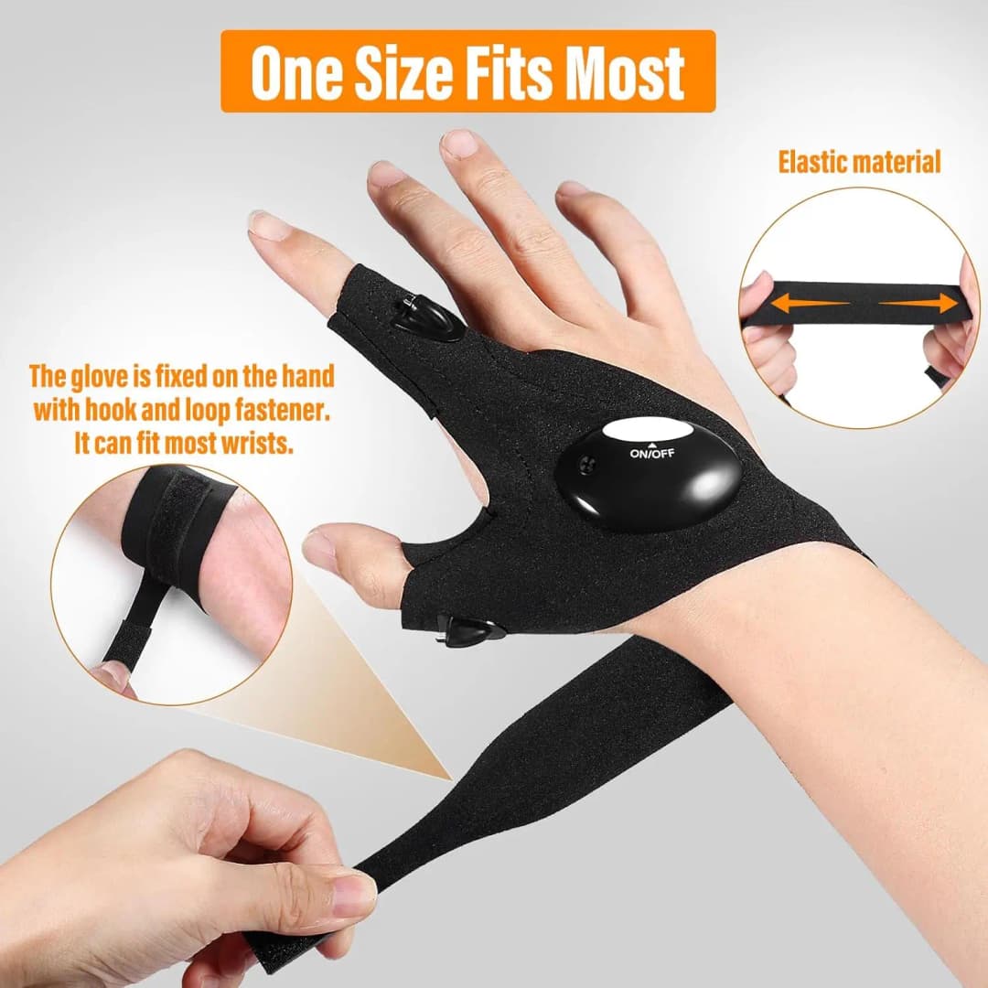 قفازات كشاف LED، هدايا مميزة للرجال والبالغين، إضاءة أصابع مثالية للصيد والتخييم - 5