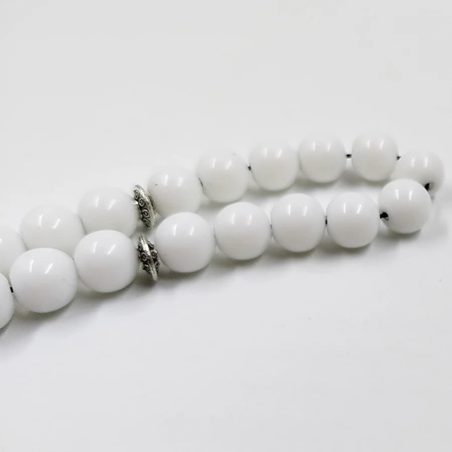 تسبيح من السيراميك الأبيض، مسبحة مسلمة من 33 حبة، سوار صلاة عربي، إكسسوارات موضة إسلامية - 4