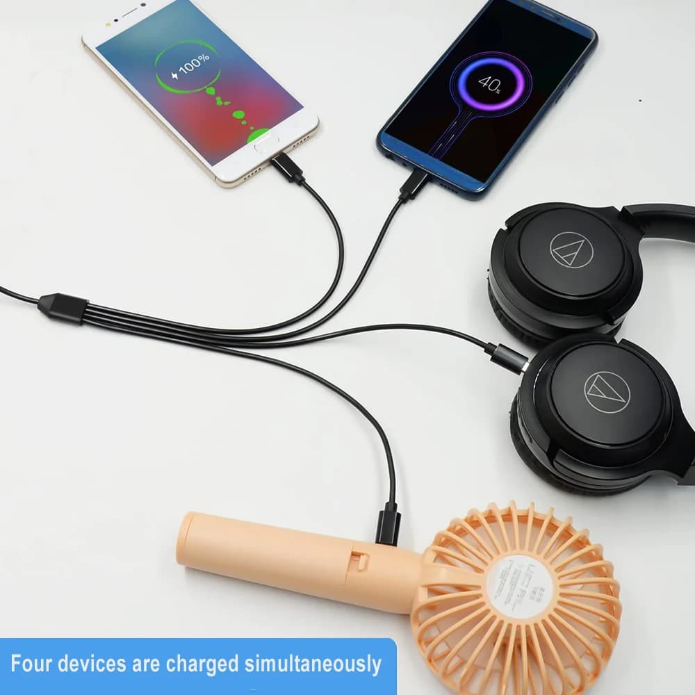 الحبل القصير 5 فولت USB A C إلى نوع C كابل شحن متعدد 4 في 1 مايكرو USB الفاصل كابل محول 4 منفذ USB C PD كابل الفاصل - 4