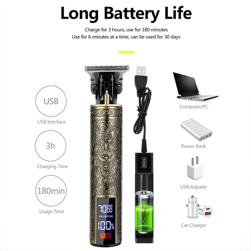 جديد! ماكينة تشذيب الشعر الكهربائية T9/إكسسوارات | ماكينة حلاقة احترافية USB | ماكينة قص الشعر 0 مم محمولة للرجال لقص الشعر في المنزل - 6