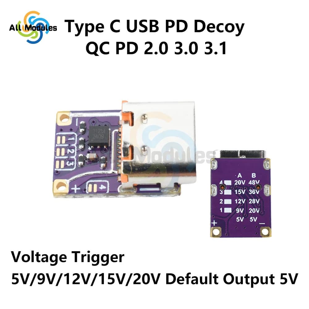 وحدة شحن سريع PD QC نوع-C وحدة تحفيز شحن سريع 5V-20V/20V-48V إخراج لبنك طاقة DIY - 4