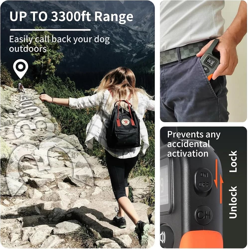 طوق تدريب للكلاب بدون صدمات، طوق اهتزاز مقاوم للماء حتى 1000 متر، طوق إلكتروني قابل لإعادة الشحن لجميع أحجام الكلاب - 4