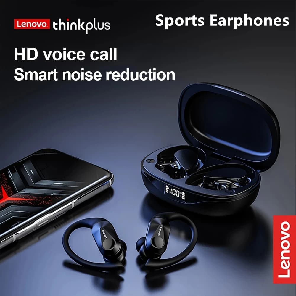 Lenovo LP75 Sports Wireless Earphones with Mics,Button Control, LED Power Display,Hifi Stereo Sound Bluetooth 5.3 TWS Headphones - 4