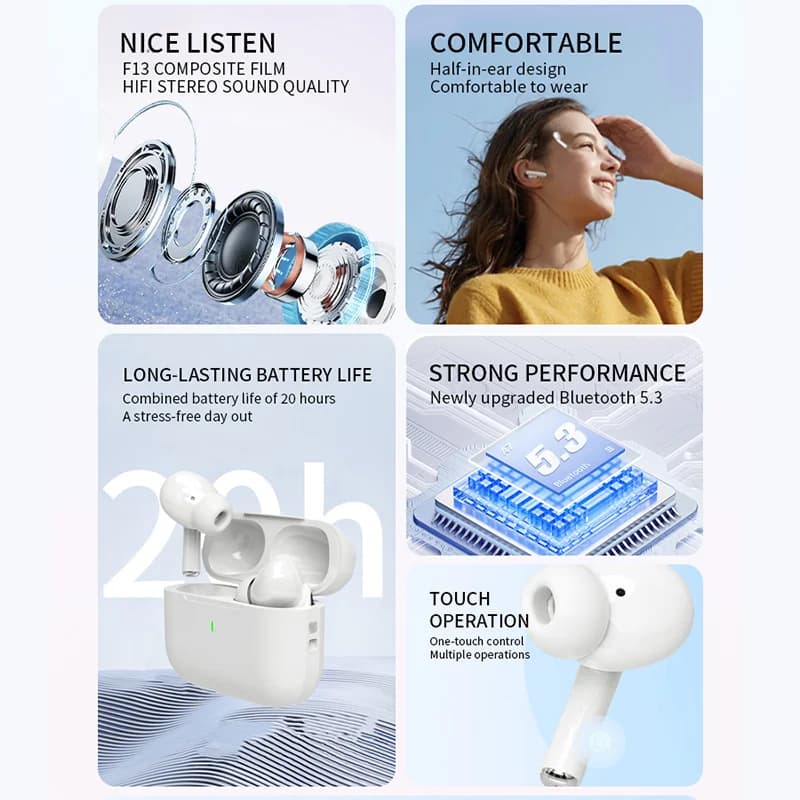 سماعات بلوتوث لاسلكية 2025 اير برو TWS سماعات أذن هاي فاي للحد من الضوضاء مقاومة للماء لهواتف ايفون واندرويد - 2