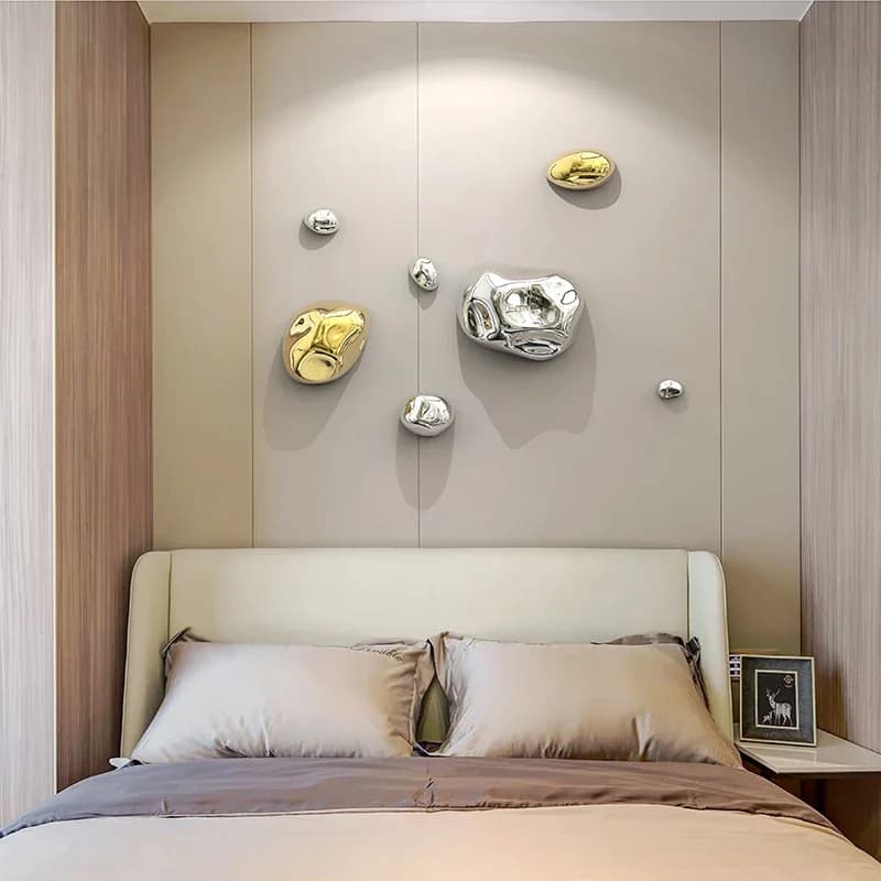 Creative Galvanized Silver Green Stone Wall Decoration Abstract Shaped Stone Wall Decoration Room Layout Bedroom Art Accessories - 4