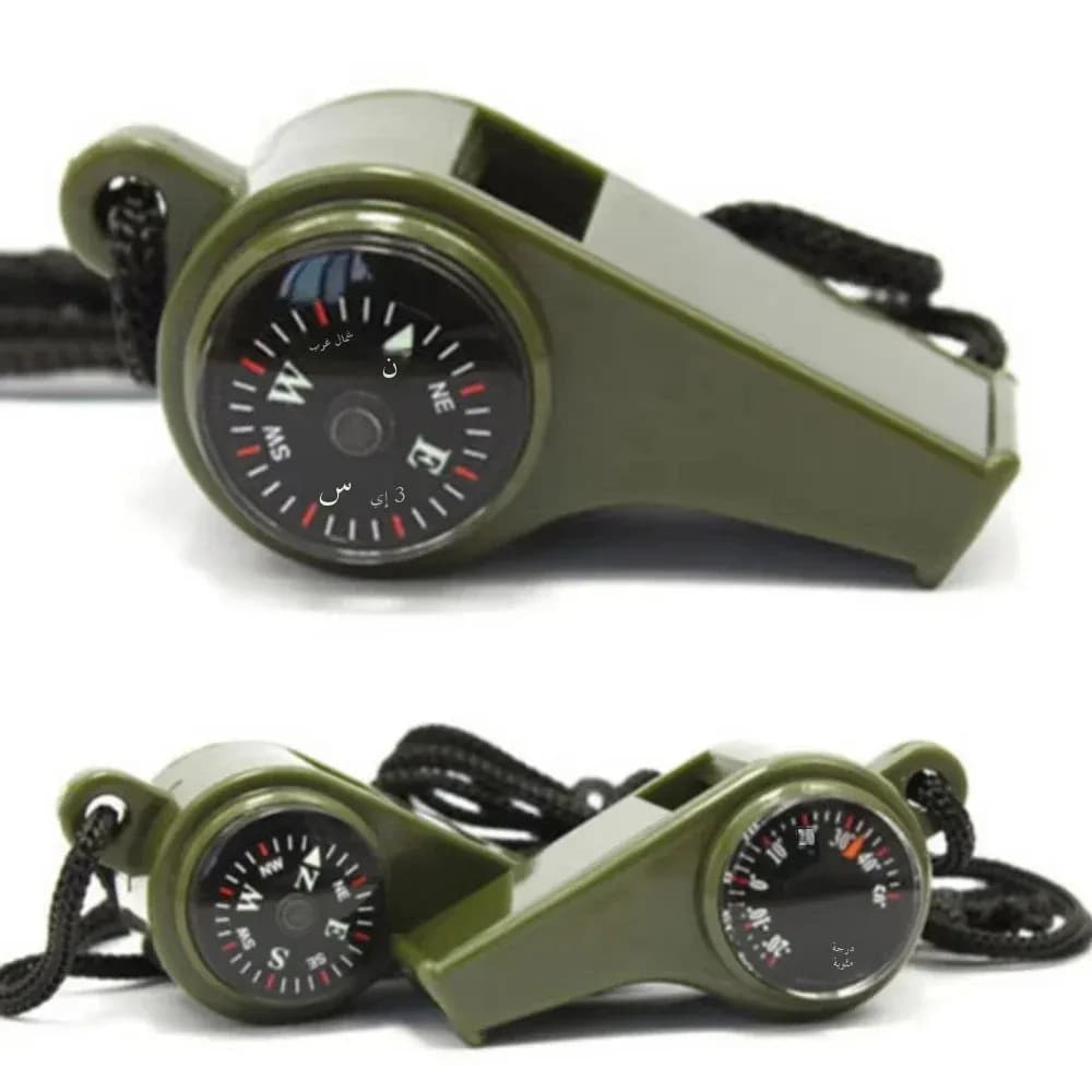 3in1 outdoor emergency whistle with compass, thermometer, outdoor whistle, convenient to carry suitable for camping and hiking